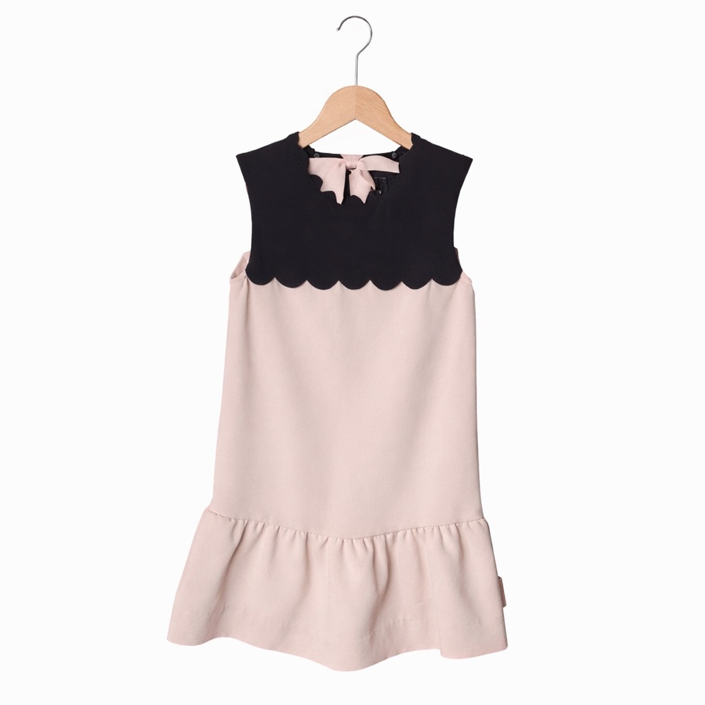 Victoria Beckham for Target Girls Colorblock Scallop Dress Pink Black Ruffle XS